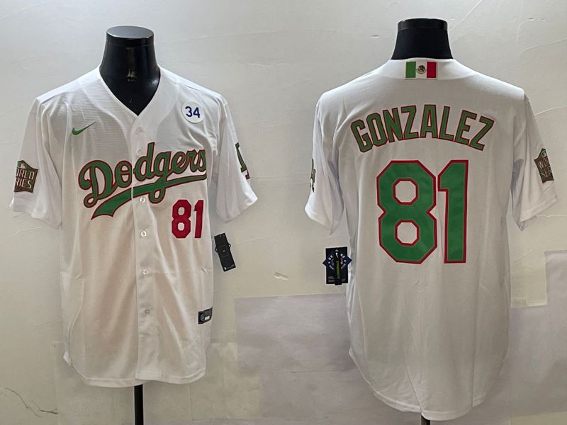 Men Los Angeles Dodgers #81 Gonzalez White Game Mexico 2025 Nike MLB Jersey style 5